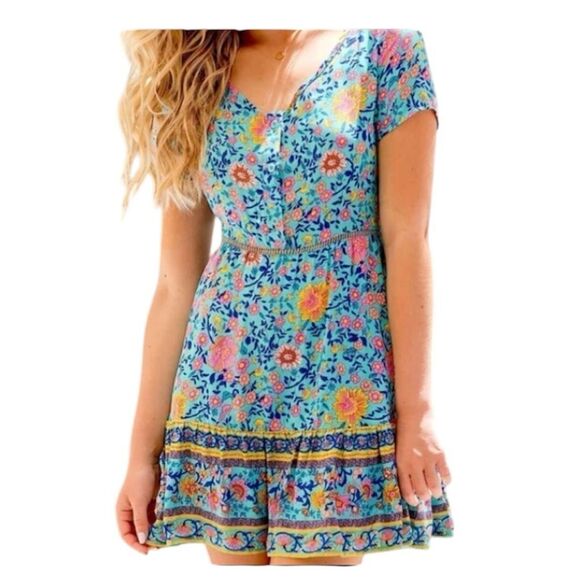 Floral Boho Bohemian Print Dress Folk Town S - Picture 1 of 9